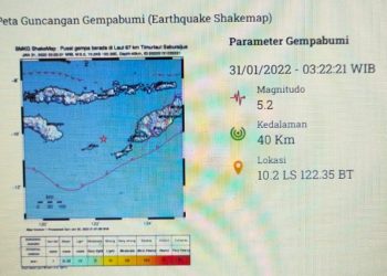 Gempa di Sabu, NTT pada 31 Januari 2022 dini hari, (BMKG)