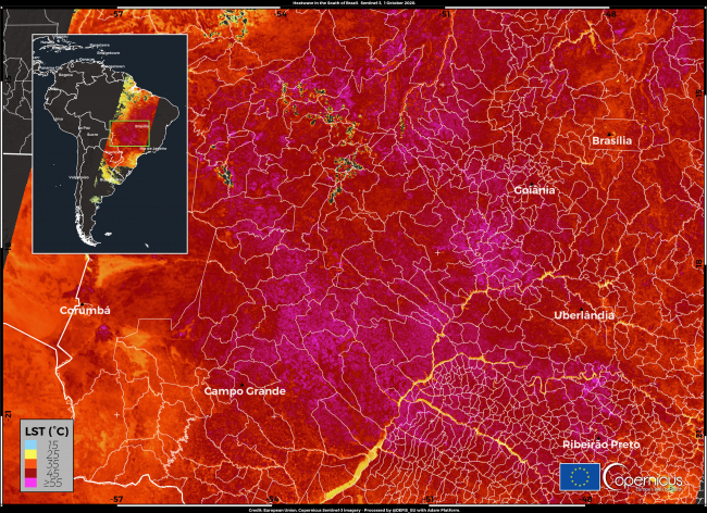 Dampak perubahan iklim, Gelombang panas menerjang Amerika Selatan (Foto C3S)