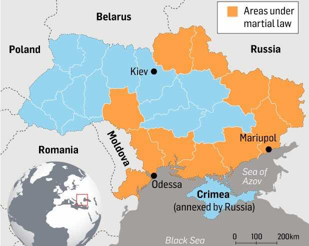 Peta Ukraina dan invasi Rusia ke Ukrania pada 24 Februari 2022. (Aspenia Online)