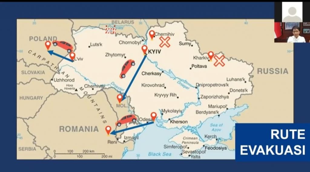 Rute Evakuasi WNI dari Ukraina pada Februari 2022. (Dok. Kemenlu)