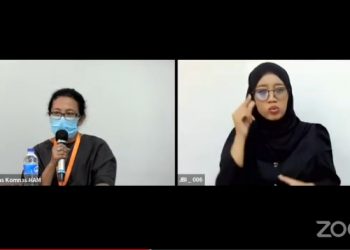 Maria Rita Ida Hasugian (kiri) calon anggota Komnas HAM RI menyampaikan visinya dalam dialog publik di Jakarta (YouTube Komnas HAM RI)