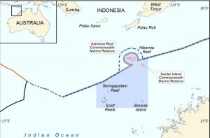 Ilustrasi Pulau Pasir yang diklaim Australia dan Laut Timor.