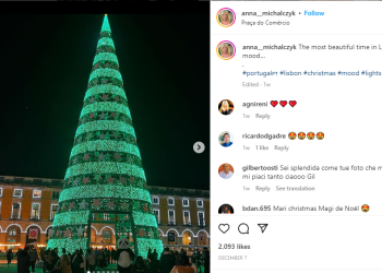 Pohon Natal di Lisbon, Portugal ini adalah satu dari 5 pohon Natal tertinggi di dunia . (Instagram).