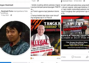 JarNas Anti TPPO meminta polisi usut Akun Facebook Desriadi Putra yang Menuding Romo Pascahl Menyekap TKI (Facebook)