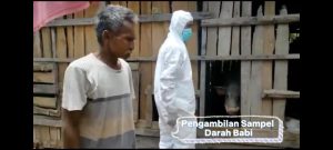 Tim Dinas Peternakan Provinsi NTT mengambil sampel darah babi milik peternak babi di Naibonat Kabupaten Kupang pada Januari 2023. (Dok Dinas Peternakan NTT)