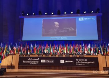 Dalam Konferensi Umum UNESCO pada 20 November 2023 di Paris, Prancis, menetapkan Bahasa Indonesia sebagai bahasa resmi UNESCO. (Dok. Kemenlu)