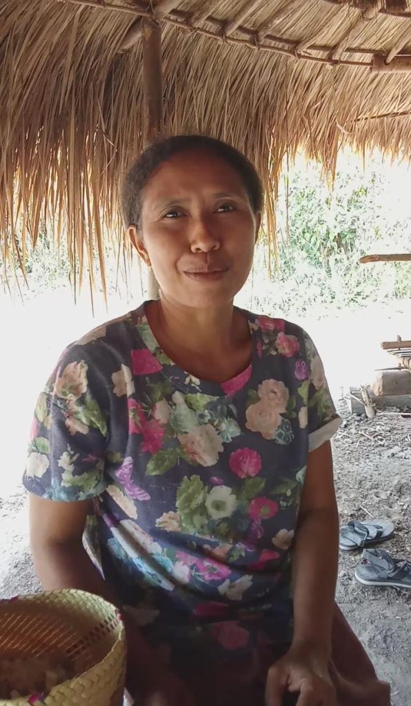 Karolina, anggota komunitas Wetan Helero yang merawat pangan lokal di tempat tinggalnya di Desa Hewa, Flores Timur. (Yohanes Fandi/KatongNTT)